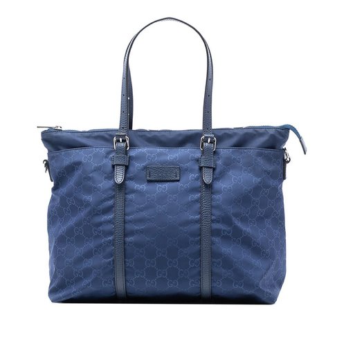 Pre-owned Gucci GG Nylon Satchel Ladies 387067 493075 - Blue - NUS222-BGSE4-0AL