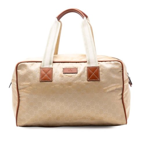 Pre-owned Gucci GG Nylon Web Travel Bag 153240 204046 - Brown - 153240 204046 X