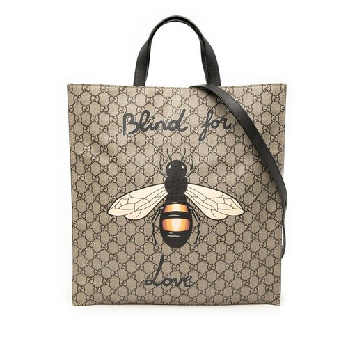 Pre-owned Gucci GG Supreme Blind For Love Satchel 450950.200047 - Brown - UYAPAT-B1P3W-Y41