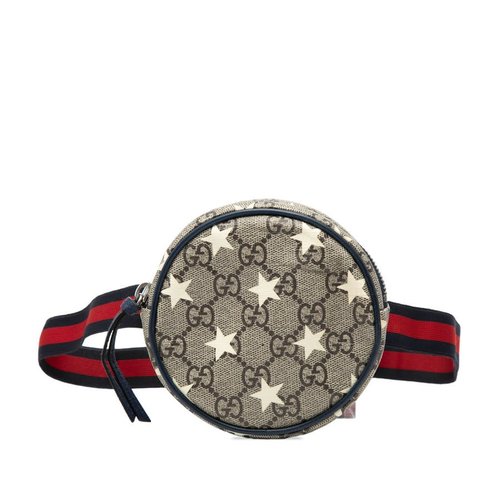 Pre-owned Gucci GG Supreme Stars Web Belt Bag 502330 525040 - Brown - BFNCOI-RRTZ8-DIH