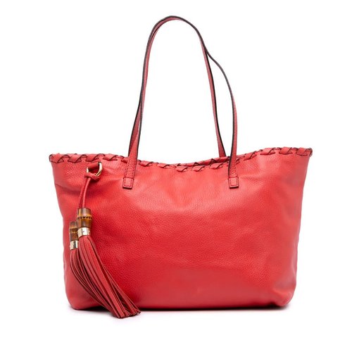 Pre-owned Gucci Leather Bamboo Tassel Tote Ladies 354665 520981 - X33V2W-VC8UD-0PX