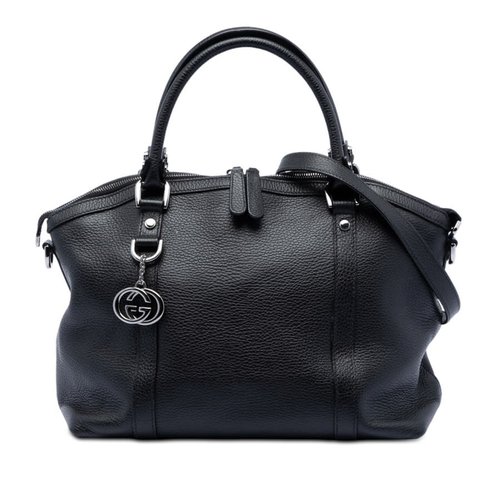 Pre-owned Gucci Leather GG Charm Dome Satchel Ladies 341503 520981 - Black - WT497K-OYGPG-5V2