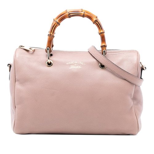 Gucci Medium Calfskin Bamboo Shopper Boston Bag - Blue/Pink - QIADJE-1XS1M-64N