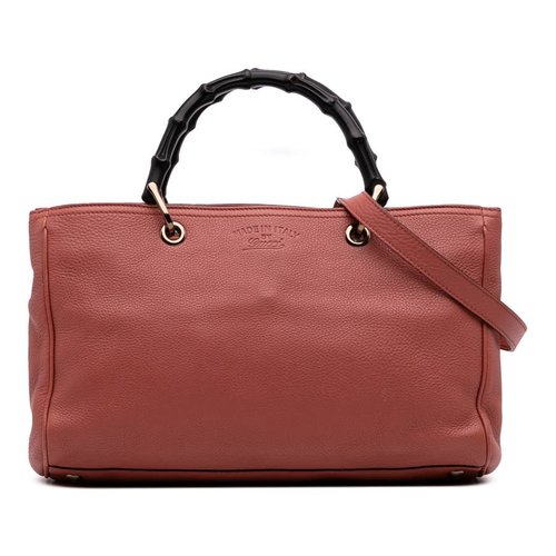 Pre-owned Gucci Medium Calfskin Bamboo Shopper Satchel 323660 520981 - Blue/Pink - 6CMZCM-US8OQ-RNR
