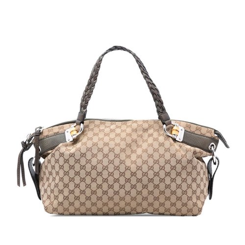 Gucci Medium GG Canvas Bamboo Bar Tote - Brown - RAW4QS-G1NO3-M1N