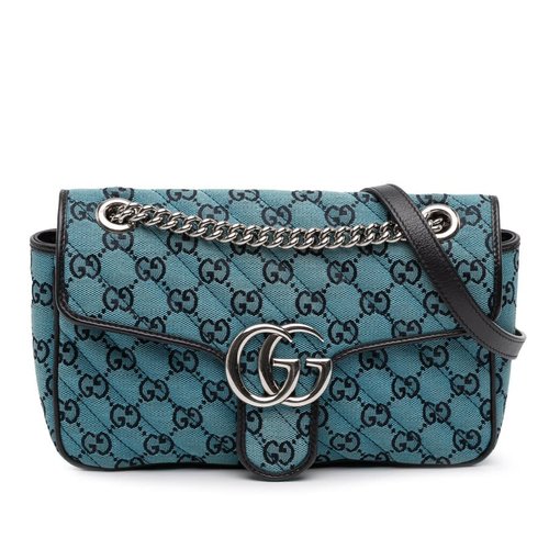 Gucci Medium GG Marmont Matelasse Diagonal GG Canvas Shoulder Bag - Blue - D46NN6-1P1JX-VIG
