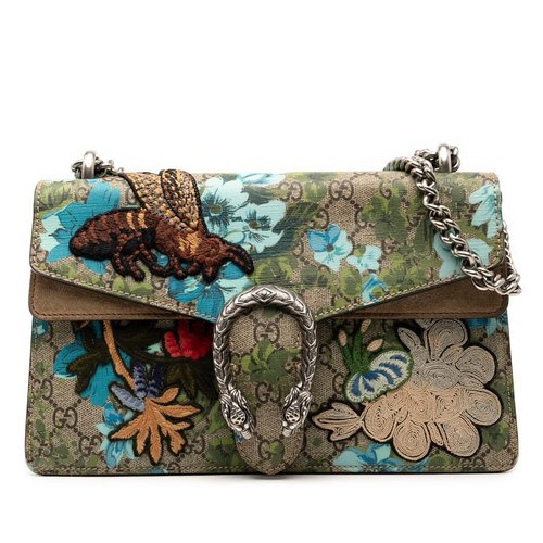 Pre-owned Gucci Medium GG Supreme Blooms and Bee Dionysus Shoulder Bag Ladies 400249 498879 - Blue/Brown - V0PMK3-5SOR3-4RT