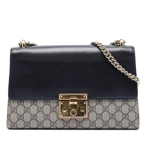 Pre-owned Gucci Medium GG Supreme Padlock Shoulder Bag Ladies 409486 213317 - Blue/Gold Tone - PQT183-IGQ0U-KJ6