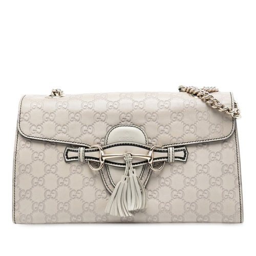 Pre-owned Gucci Medium Guccissima Emily Shoulder Bag 295402 520981 - White - 295402 520981 X
