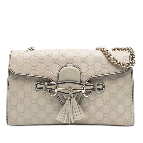 Pre-owned Gucci Medium Guccissima Emily Shoulder Bag W8RE39FBLJWC9AL0 - White - W8RE39-BLJWC-AL0