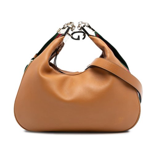 Pre-owned Gucci Medium Leather Web Attache Crossbody Ladies 702823A.486628 - Brown - L5GWF0-IWU4G-VK1