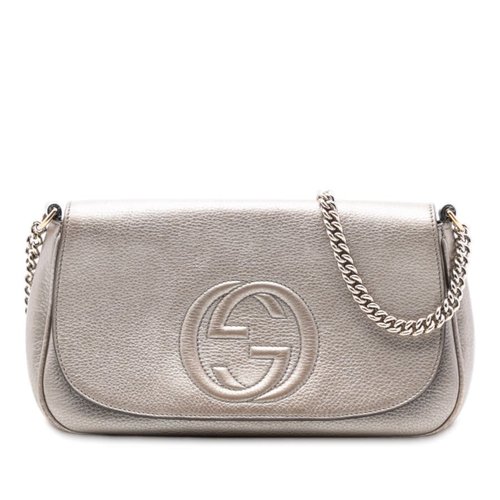 Pre-owned Gucci Medium Metallic Leather Soho Chain Flap Crossbody Ladies 336752 213317 - Gold Tone/Silver Tone - DOGCHQ-80MIZ-R5E