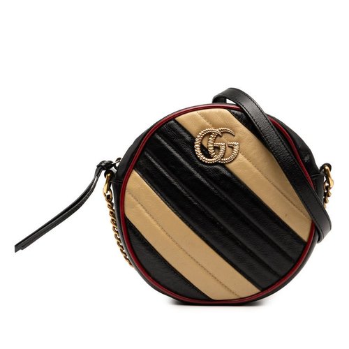 Gucci Mini GG Marmont Matelasse Leather Torchon Round Crossbody - Black - R5O7NQ-TFO51-BO2