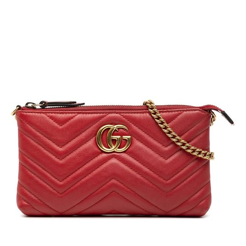 Pre-owned Gucci Mini GG Marmont Matelasse Leather Wallet On Chain Ladies 443447 520981 - WVX54V-J2DK9-16H