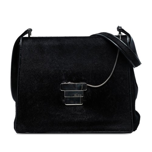 Pre-owned Gucci Pony Hair Shoulder Bag Ladies 001A.1364A.1744 - Black - DSIQZS-9KK6A-R25