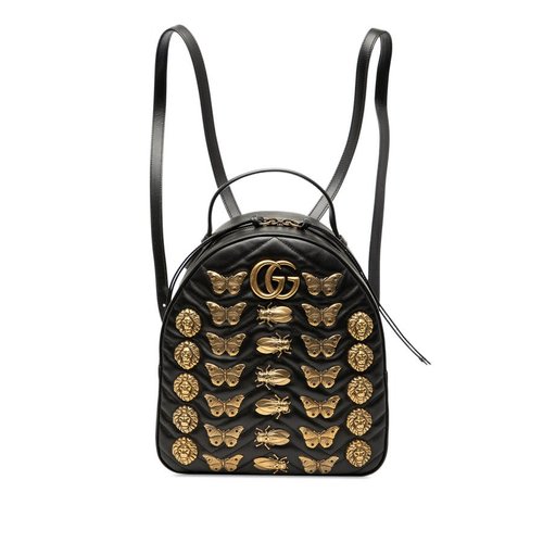 Gucci Small GG Marmont Matelasse Leather Animalier Backpack - Black - E95KME-91YOF-OVK