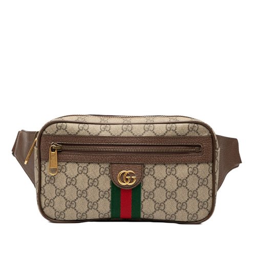 Pre-owned Gucci Small GG Supreme Ophidia Belt Bag 574796 520981 - Brown - XNL4HS-OH8J8-F3Y