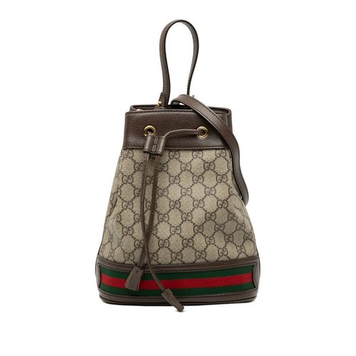 Pre-owned Gucci Small GG Supreme Ophidia Web Bucket Bag Ladies 550621 498879 - Brown - 3YZUW1-8VQYP-J4M