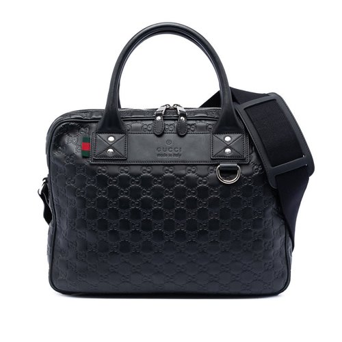 Pre-owned Gucci ssima Web Business Bag Ladies R70T6PDNW0CU84VQ - Black - 328937-52504-0 X