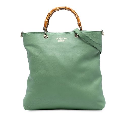 Pre-owned Gucci Tall Leather Bamboo Shopper Tote 323663 525040 - Green - 323663 525040 X