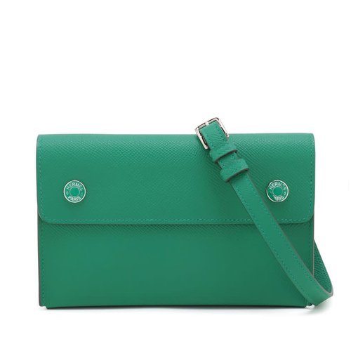 Pre-owned Hermes Epsom Hermesnap Wallet On Strap PYWV922WJZNJGL5G - Green - PYWV922WJZNJGL5G X