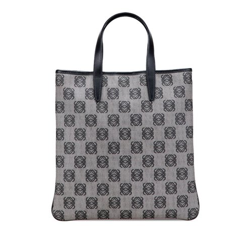 Pre-owned LOEWE Anagram Coated Canvas Tote Ladies 11001 - Grey - 011001 X
