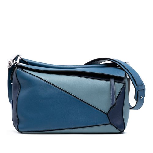 Pre-owned LOEWE Medium Tricolor Calfskin Puzzle Satchel Ladies C011815 - Blue - C011815 X