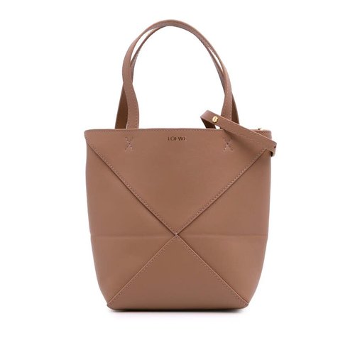Pre-owned LOEWE Mini Shiny Calfskin Puzzle Fold Tote 262381 - Brown - 262381 X