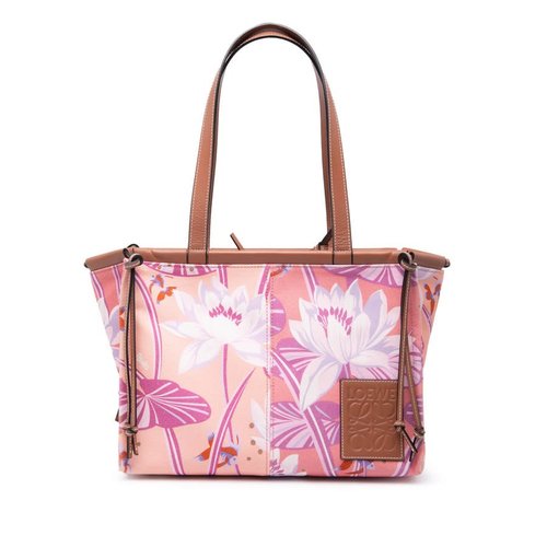 Pre-owned LOEWE Paulas Ibiza Small Canvas Waterlily Print Cushion Tote Ladies 702007 - Blue/Pink - F38RQN8UWEOH8FPP X