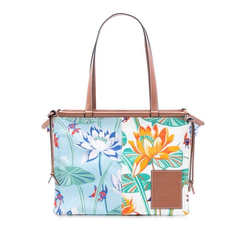 Pre-owned LOEWE Paulas Ibiza Small Canvas Waterlily Print Cushion Tote Ladies 702007 - Green - 6JHZNBUVIG3Z60JF X