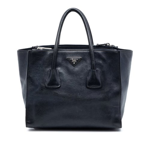 Pre-owned Prada Glace Calf Twin Pocket Double Handle Satchel Ladies 8HIXWI1ITB34TS2S - Blue - 8HIXWI1ITB34TS2SX