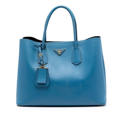 Pre-owned Prada Large Saffiano Cuir Double Satchel Ladies 31MQQHL6B3HY3BVB - Blue - 31MQQHL6B3HY3BVBX