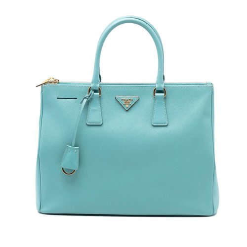 Pre-owned Prada Large Saffiano Lux Galleria Double Zip Satchel HGQG21VF4WL8XVR9 - Blue - HGQG21VF4WL8XVR9X