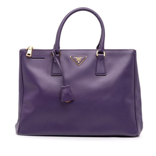 Pre-owned Prada Large Saffiano Lux Galleria Double Zip Satchel I1N7YL24V1O2N7Q0 - Purple - I1N7YL24V1O2N7Q0X