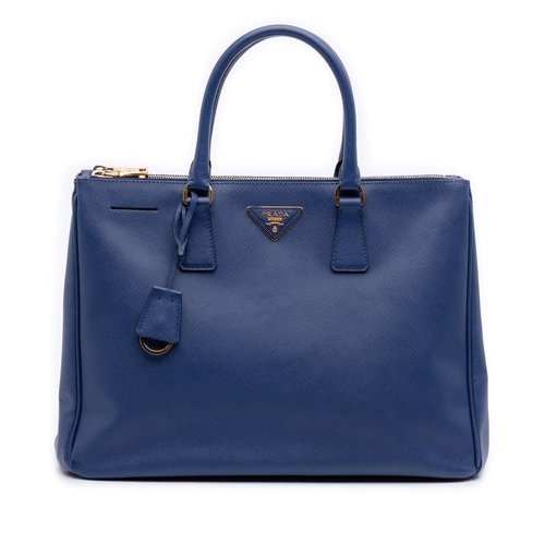 Pre-owned Prada Large Saffiano Lux Galleria Double Zip Satchel Ladies VOXDJ81TYGE520PS - Blue - VOXDJ81TYGE520PSX