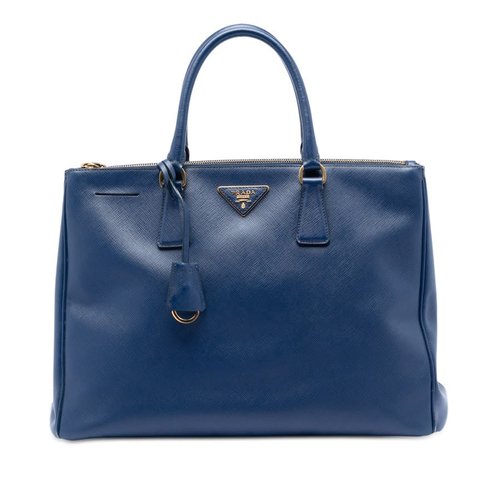 Pre-owned Prada Large Saffiano Lux Galleria Double Zip Tote FO18YKNDAQK3RS11 - Blue - FO18YKNDAQK3RS11X