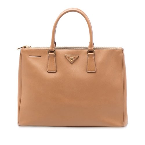 Pre-owned Prada Large Saffiano Lux Galleria Double Zip Tote Ladies 87WS92R882R7VRR9 - Brown - 87WS92R882R7VRR9X