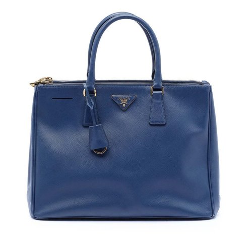 Pre-owned Prada Large Saffiano Lux Galleria Double Zip Tote Ladies 8FK926IL42RPLJ07 - Blue - 8FK926IL42RPLJ07X