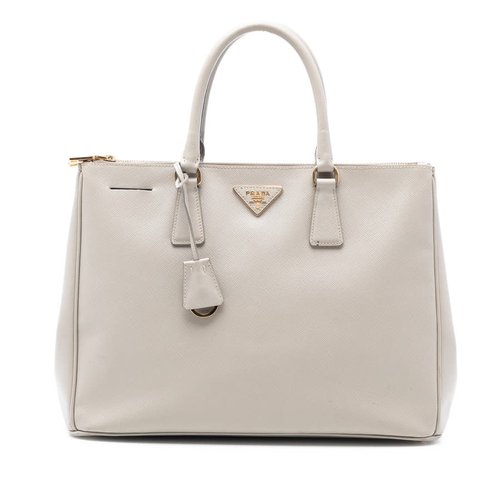 Pre-owned Prada Large Saffiano Lux Galleria Double Zip Tote Ladies V3RMICKS2290HMY4 - Grey - V3RMICKS2290HMY4X