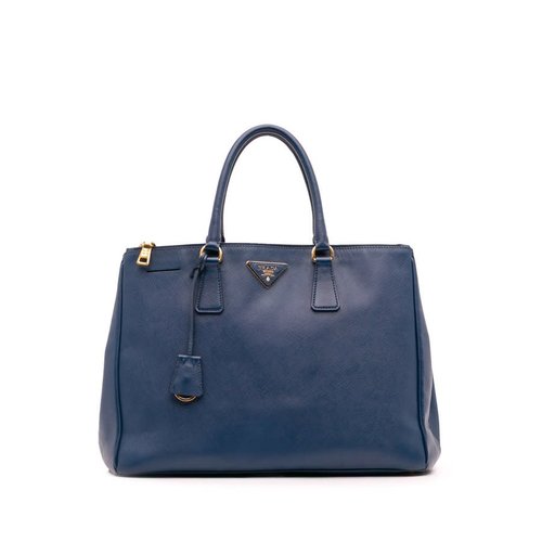 Pre-owned Prada Large Saffiano Lux Galleria Double Zip Tote LEFNDVBLSMTDTWZO - Blue