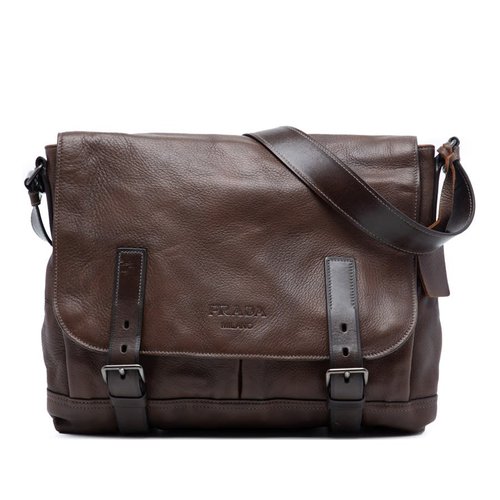 Pre-owned Prada Leather Buckle Messenger Bag Ladies IC70GSUU1YJLLEIH - Brown - IC70GSUU1YJLLEIHX