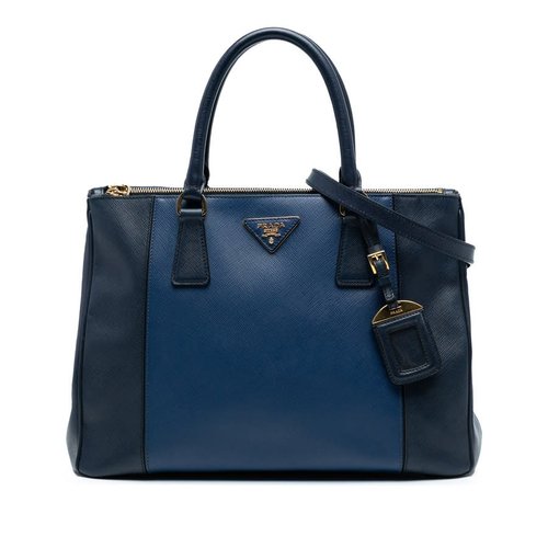 Pre-owned Prada Medium Bicolor Saffiano Lux Galleria Double Zip Satchel 2936JPWLHFSG8Z7K - Blue - 2936JPWLHFSG8Z7KX