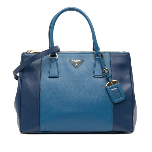 Pre-owned Prada Medium Bicolor Saffiano Lux Galleria Double Zip Satchel NL3W4MXT8CK4A7FL - Blue - NL3W4MXT8CK4A7FLX