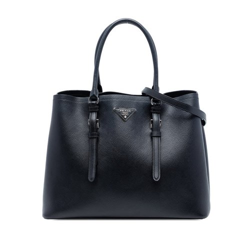 Pre-owned Prada Medium Saffiano Cuir Double Handle Satchel Ladies 4AKB7003CX28YQH9 - Black - 4AKB7003CX28YQH9X