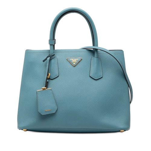 Pre-owned Prada Medium Saffiano Cuir Double Satchel Ladies 5QFL66TYB7WMLNIF - Blue - 5QFL66TYB7WMLNIFX