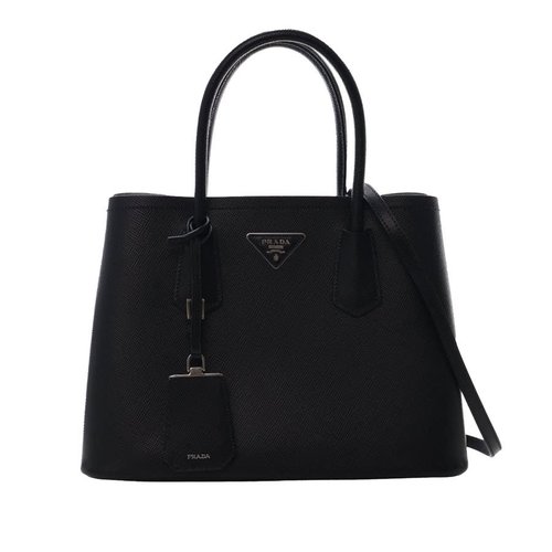 Pre-owned Prada Medium Saffiano Cuir Double Satchel Ladies WDQ12LDZTNJK2TNI - Black - WDQ12LDZTNJK2TNIX