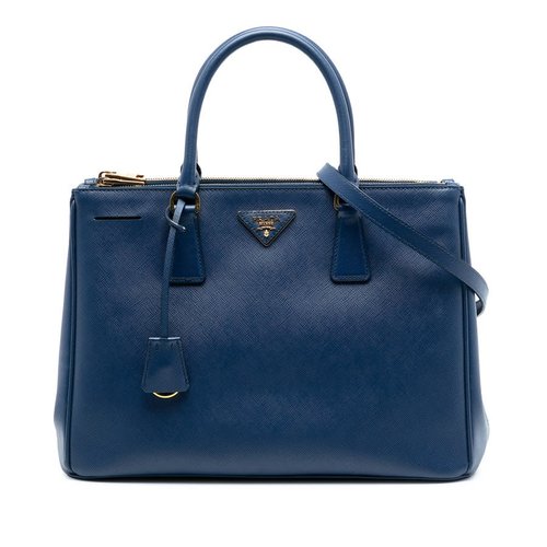 Pre-owned Prada Medium Saffiano Lux Galleria Double Zip Satchel FV0VXBB6FDQJQ0ZH - Blue - FV0VXBB6FDQJQ0ZHX