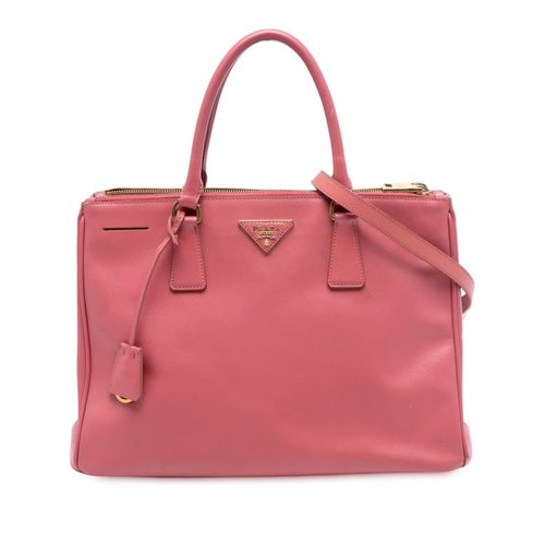 Pre-owned Prada Medium Saffiano Lux Galleria Double Zip Satchel Ladies 1W3N47XSCO9YHNAF - Blue/Pink - 1W3N47XSCO9YHNAFX