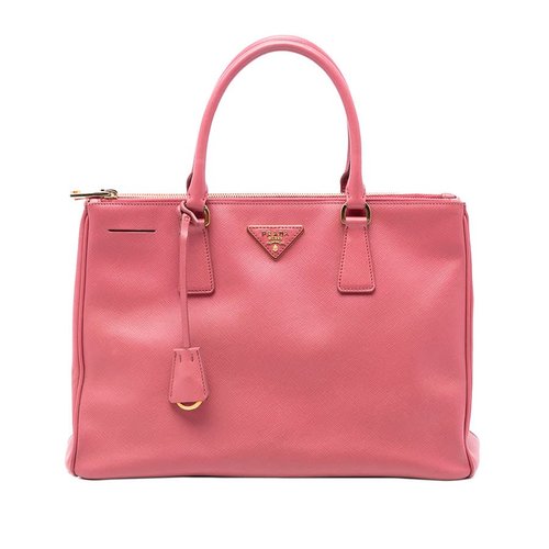 Pre-owned Prada Medium Saffiano Lux Galleria Double Zip Satchel Ladies 7YIACXUDG0ZZ8MY2 - Blue/Pink - 7YIACXUDG0ZZ8MY2X
