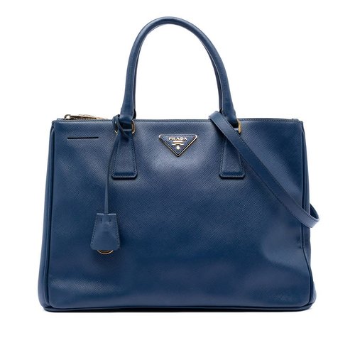 Pre-owned Prada Medium Saffiano Lux Galleria Double Zip Satchel Ladies ADG6TO5L3129L088 - Blue - ADG6TO5L3129L088X